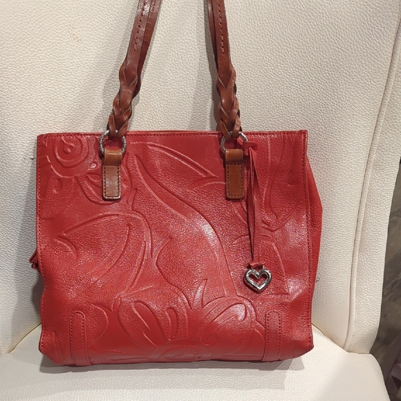 Brighton Rust Embossed Shoulder Bag with Braided Handles - Picture 1 of 16